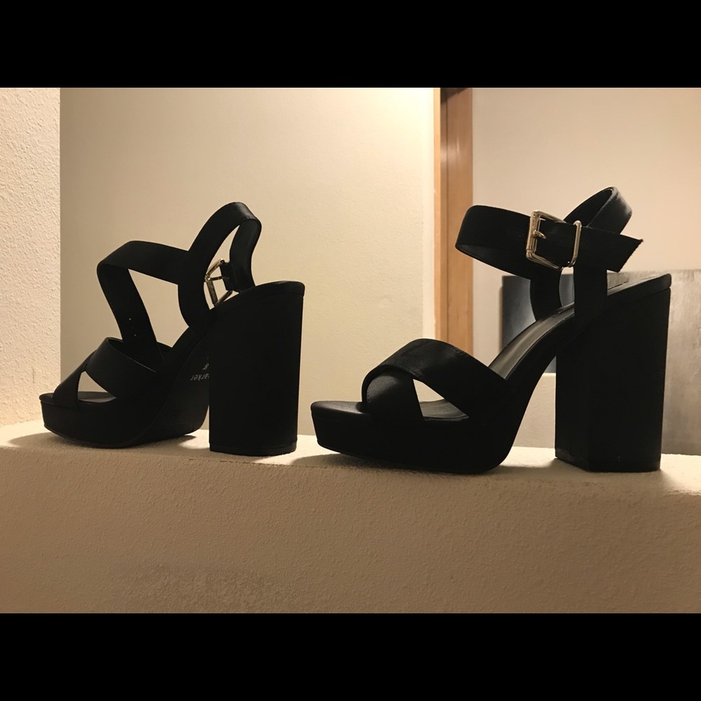 Parker & Sky satin platforms